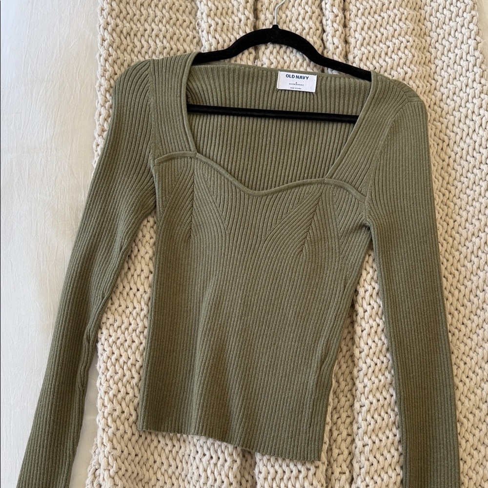 Old Navy Sage Green Ribbed Knit Top